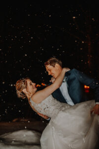 Wedding photo in the winter in Lake Placid, NY